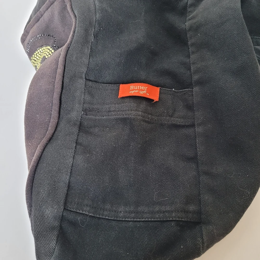 Emoji Crystals on Black Denim Tote Bag Book Bag by Butter Very Rare - Picture 2 of 7